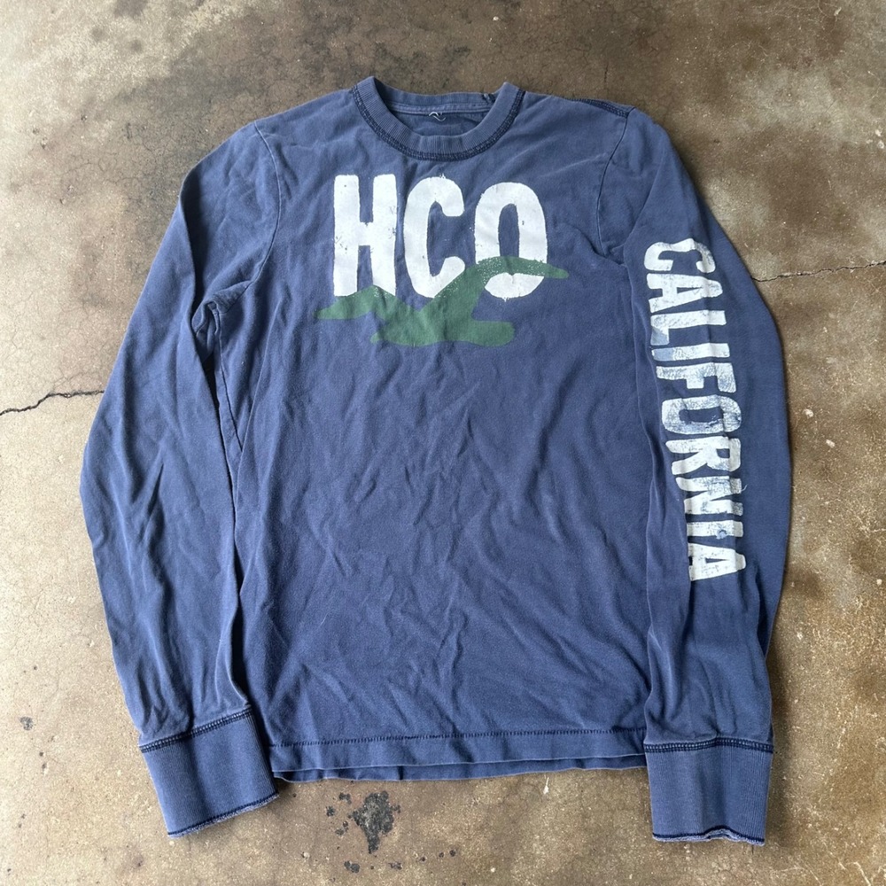 Hollister Long Sleeve Shirt Mens XS Blue Excellent Graphic HCO California Tee